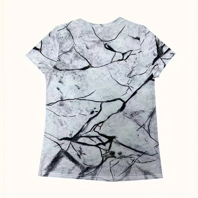 Damen T-Shirt mit 3D-Katzenmotiv und kreativem Rissdesign Drune