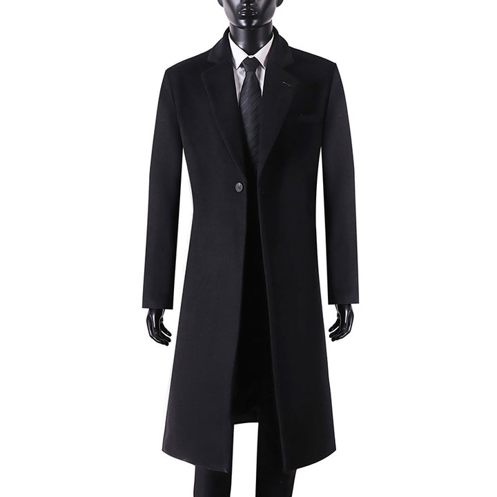 Herren Eleganter Longcoat aus Wollmix mit schmaler Silhouette und Ein-Knopf‑Verschluss Drune