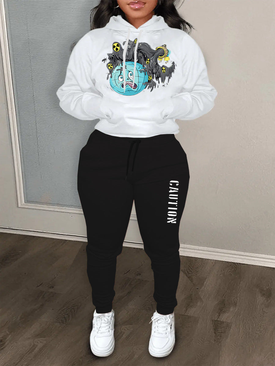 Damen Hoodieset mit auffälligem Grafikdesign und bequemen Jogginghose Drune