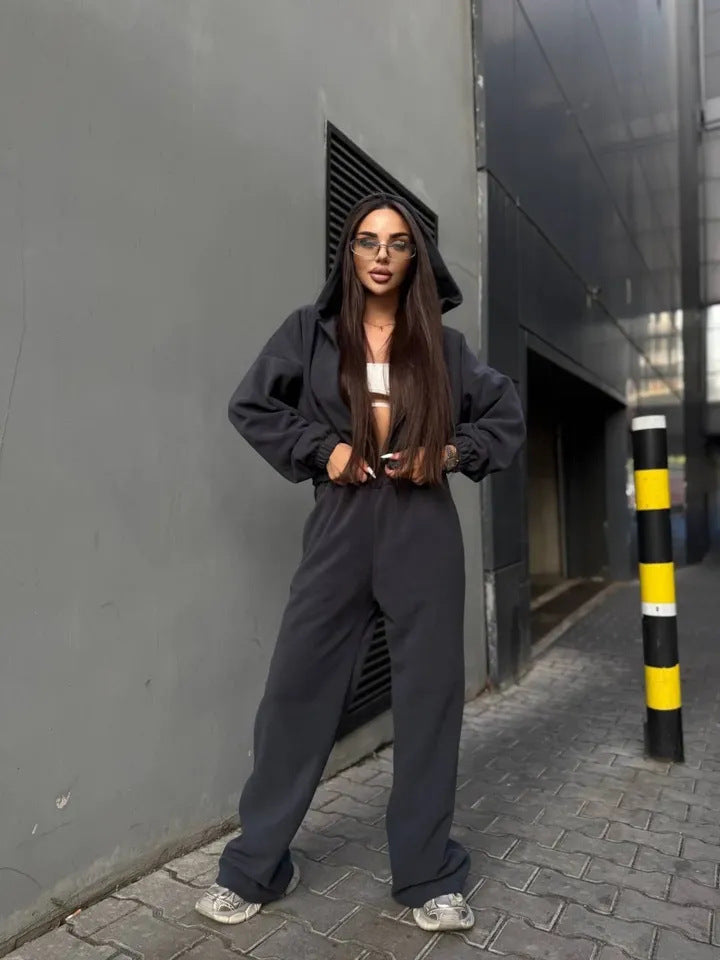Damen Urbaner Oversized Jumpsuit mit Kapuze Drune