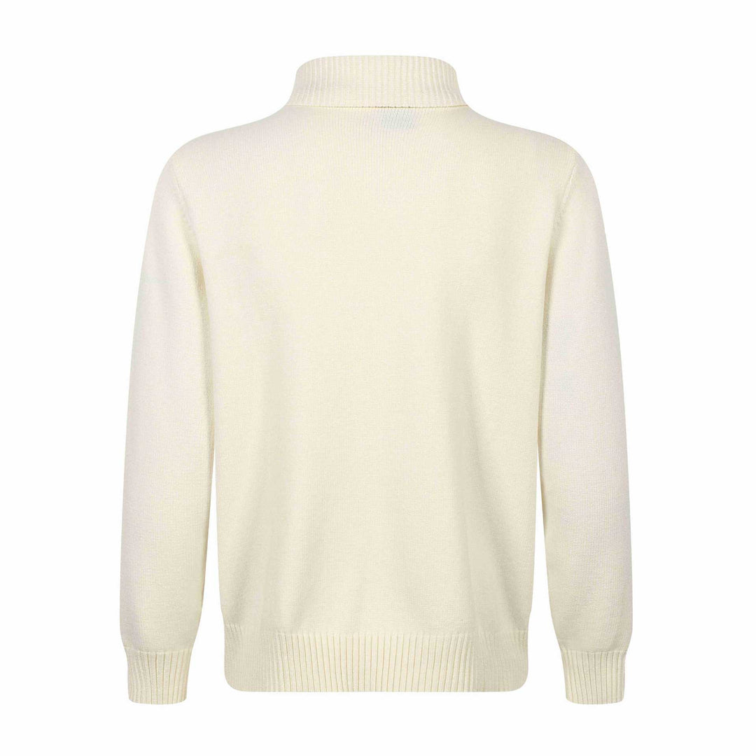 Herren Strickpullover mit asymmetrischer Knopfleiste und hohem Stehkragen Drune