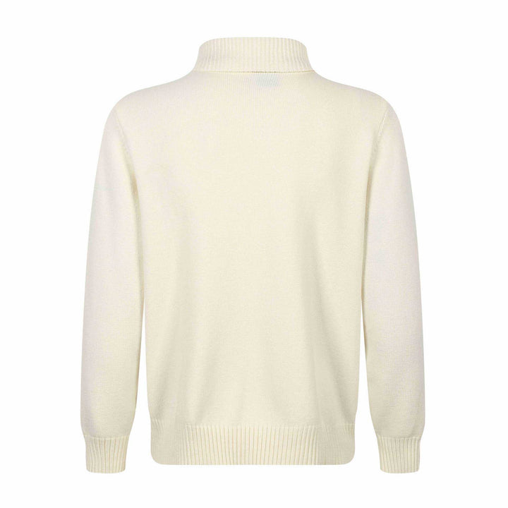 Herren Strickpullover mit asymmetrischer Knopfleiste und hohem Stehkragen Drune