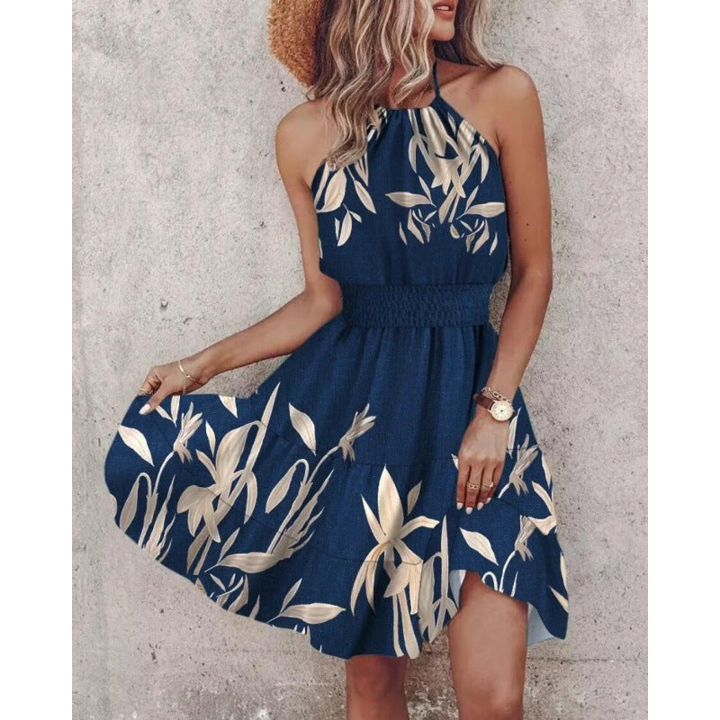 Damen Halter Neck Rüschenschichtkleid Drune