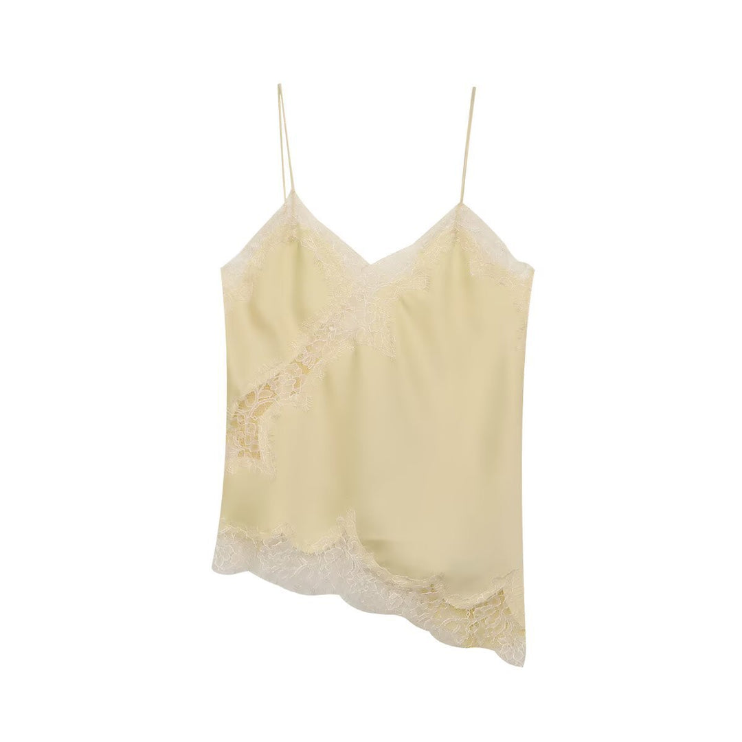 Damen-Spitzen-Camisole mit asymmetrischem Schnitt und eleganten Punkten Drune