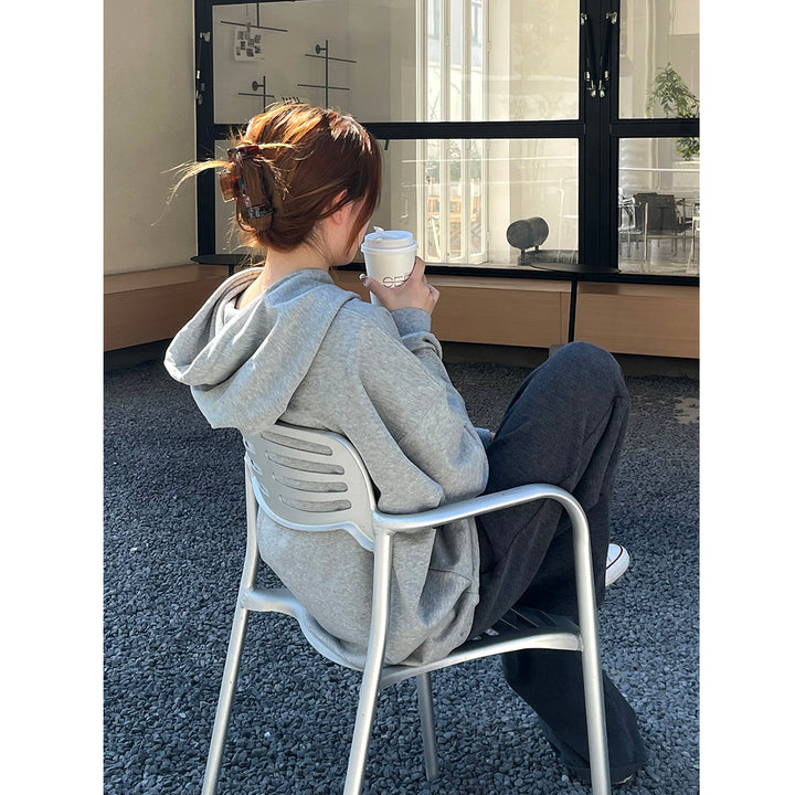 Damen Kapuzenpullover mit lässigem Schriftzug und bequemer Passform Drune