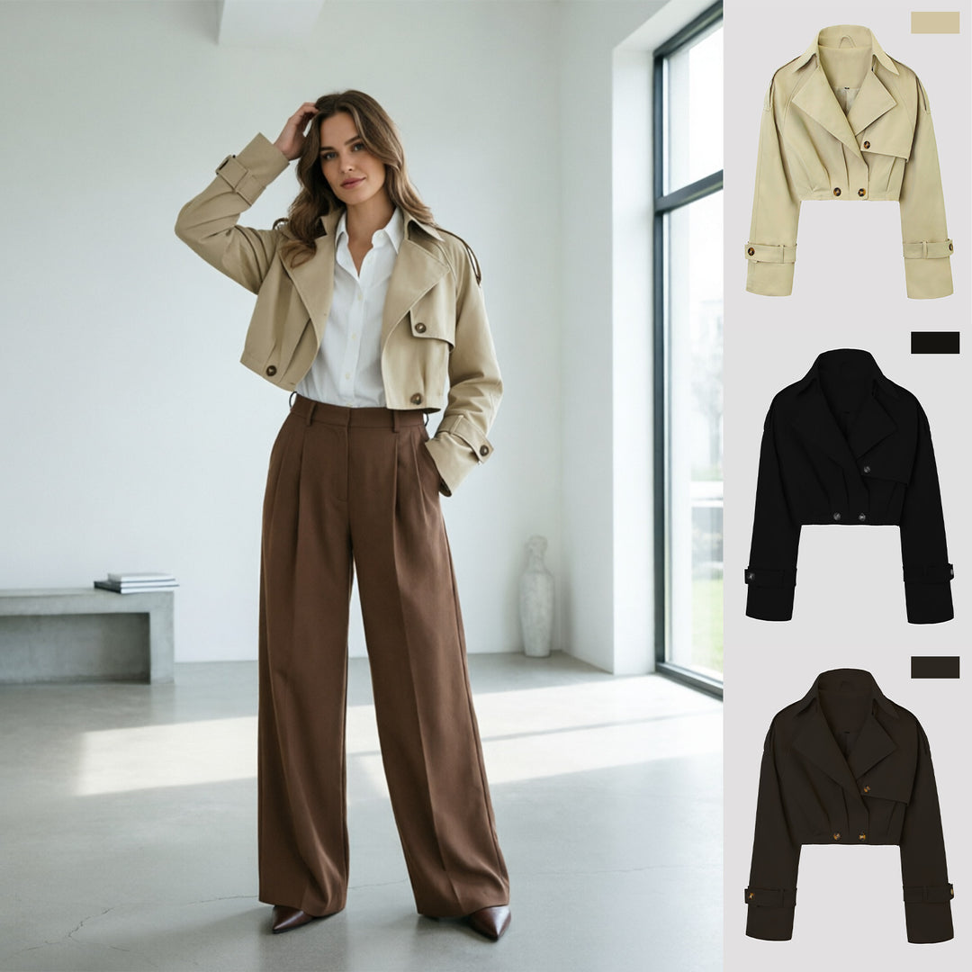 Damen Modische Cropped Trenchcoatjacke Drune