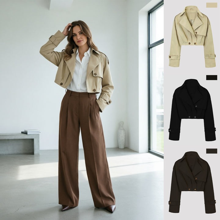 Damen Modische Cropped Trenchcoatjacke Drune