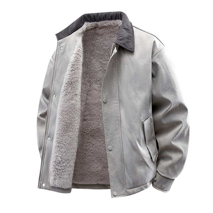 Herren Lässige Kunstlederjacke mit Teddyfutter Drune 1787738670