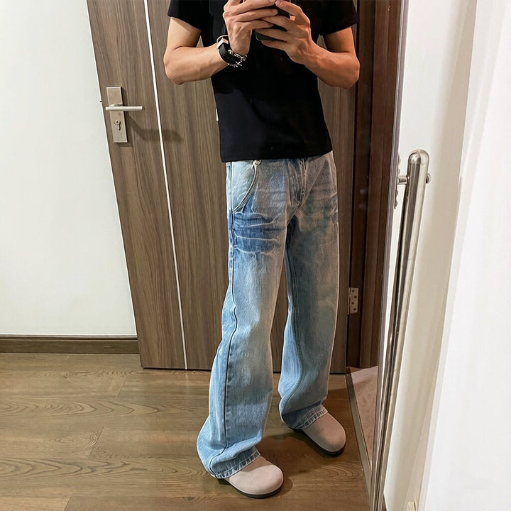 Herren Lässige Weitgeschnittene Denim-Jeans Drune