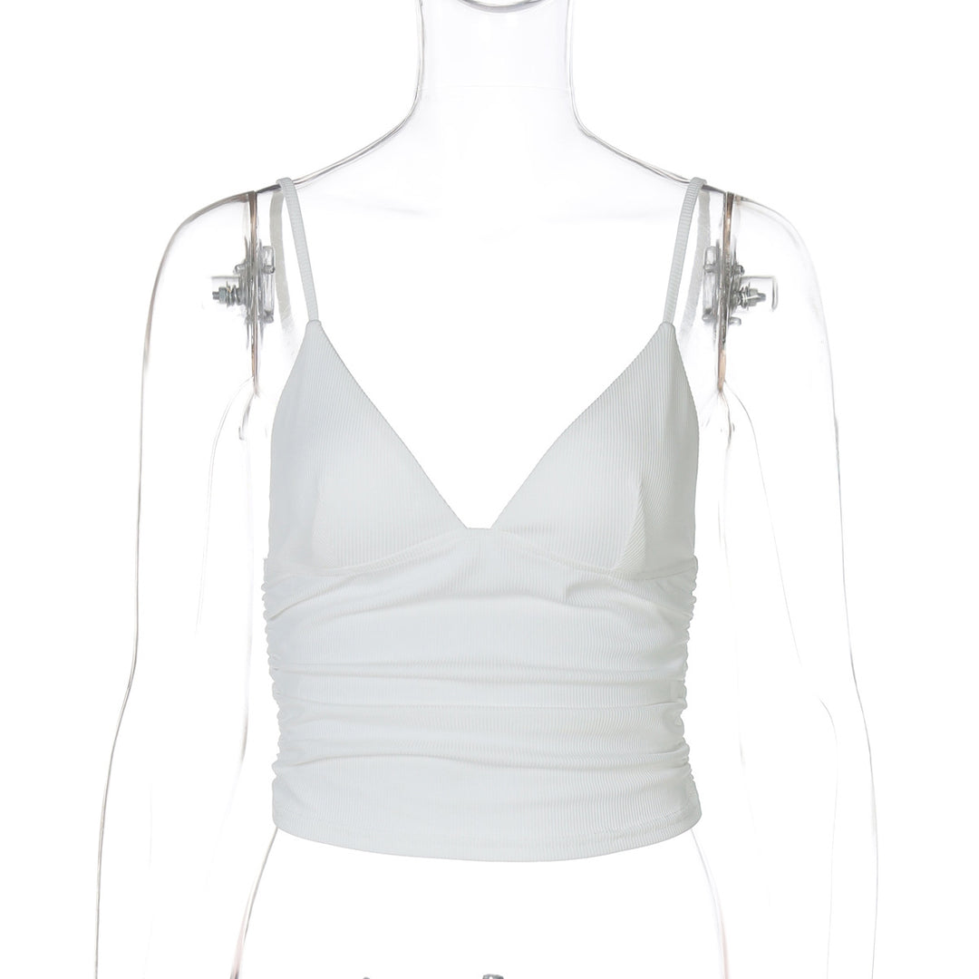 Damen Elegantes Spaghetti-Top mit Raffungen Drune