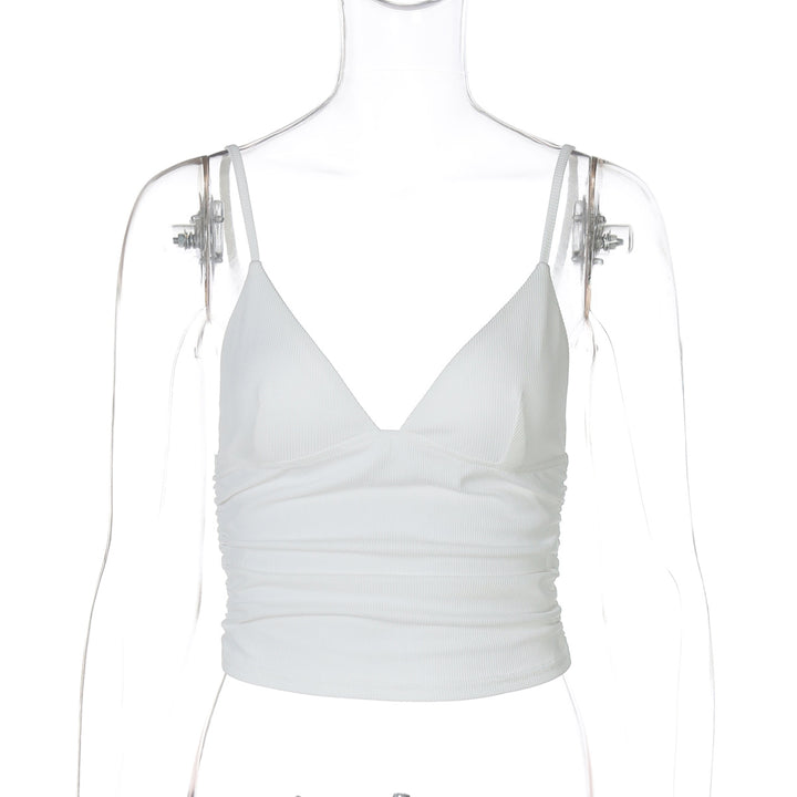 Damen Elegantes Spaghetti-Top mit Raffungen Drune