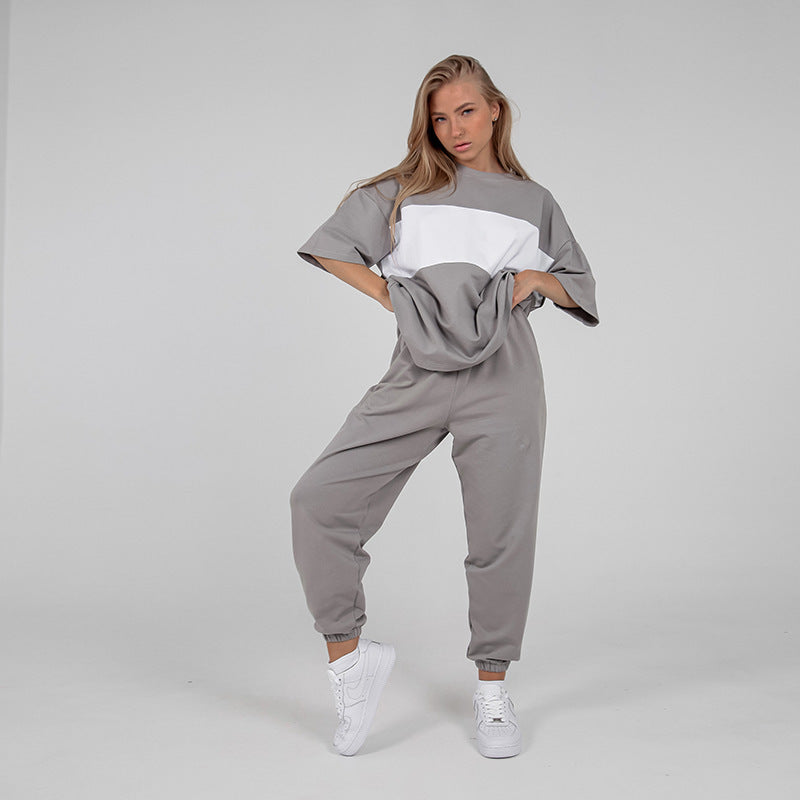 Damen lässiges Sportanzug-Set mit oversized Oberteil und bequemen Jogginghosen Drune