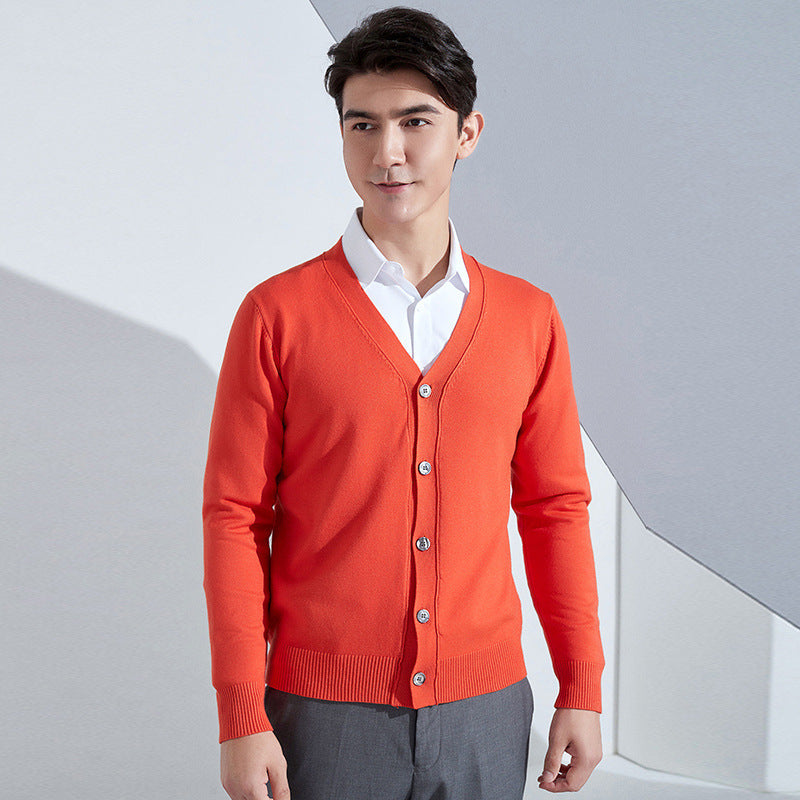 Herren Leichter Feinstrick-Cardigan mit V‑Ausschnitt und Business‑Silhouette Drune