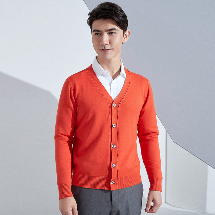Herren Leichter Feinstrick-Cardigan mit V‑Ausschnitt und Business‑Silhouette Drune
