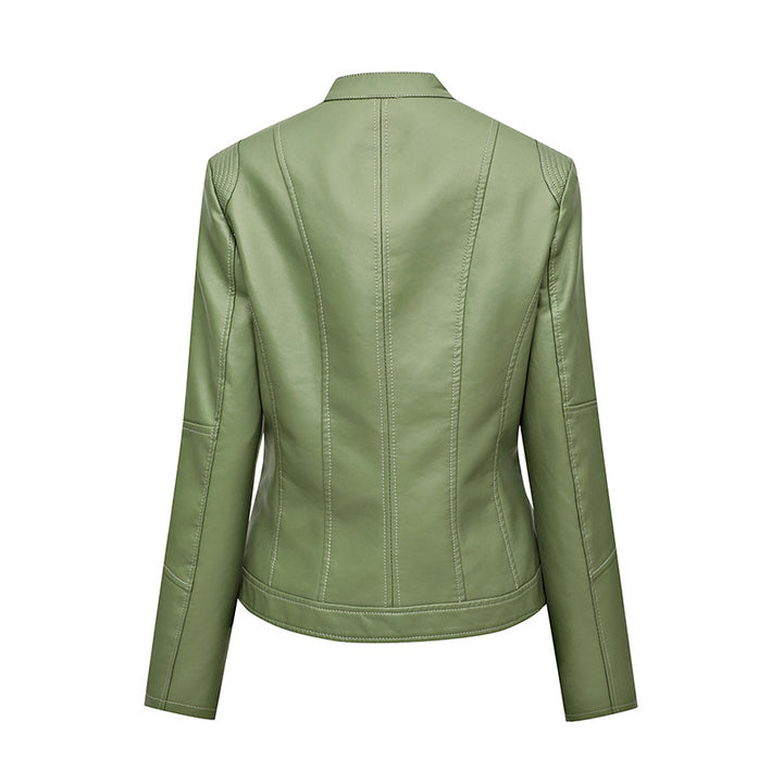 Damen Asymmetrische Bikerjacke aus Kunstleder mit Nietenbesatz und tailliertem Schnitt Drune