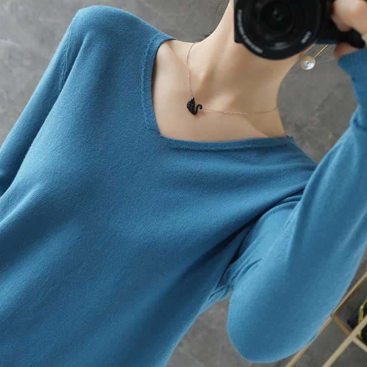 Damen leichter V-Ausschnitt Kaschmir-Look Feinstrickpullover Drune