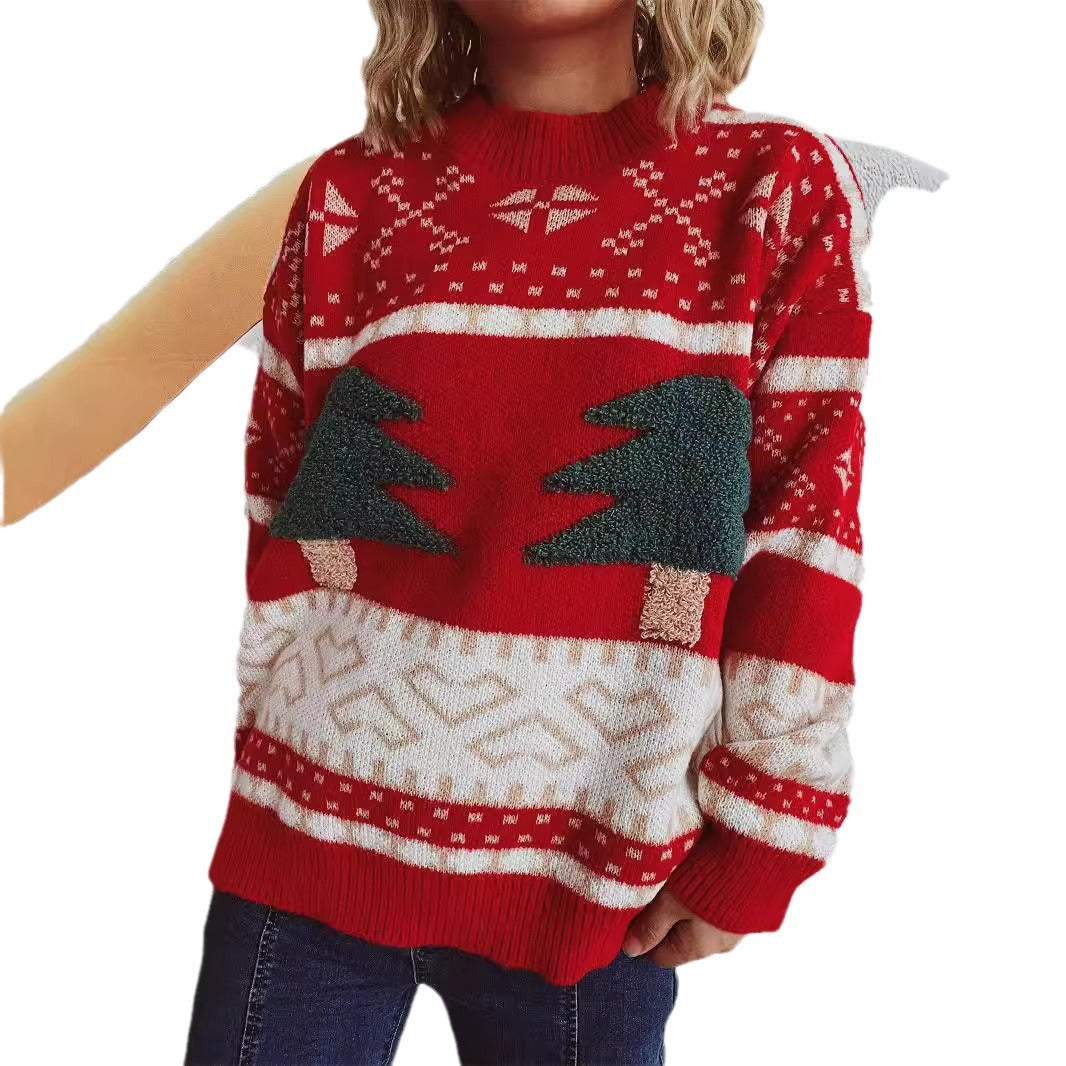 Damen festlicher Strickpullover mit weihnachtlichem Motiv und weichem Material Drune