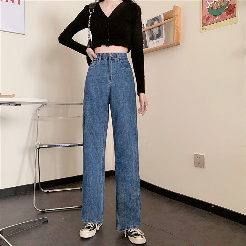 Damen Weit geschnittene Jeans mit hohem Bund Drune