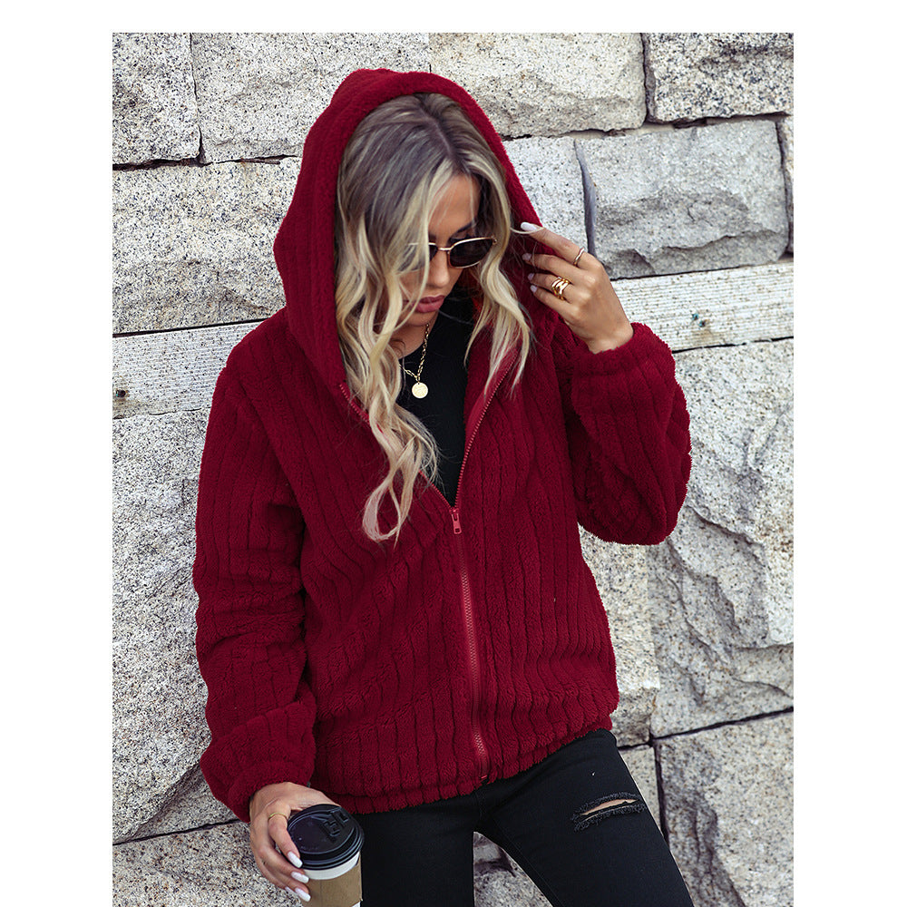 Damen Gemütliche Strickjacke mit Kapuze und weich gefüttertem Innenfutter Drune