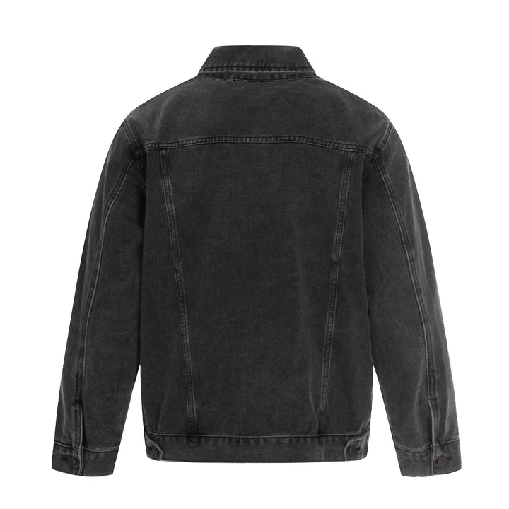 Herren Jeansjacke im Used-Effekt mit Pattentaschen und geradem Schnitt Drune