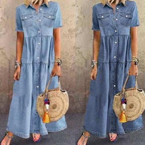 Femme Gestuftes Denim Hemdkleid Drune