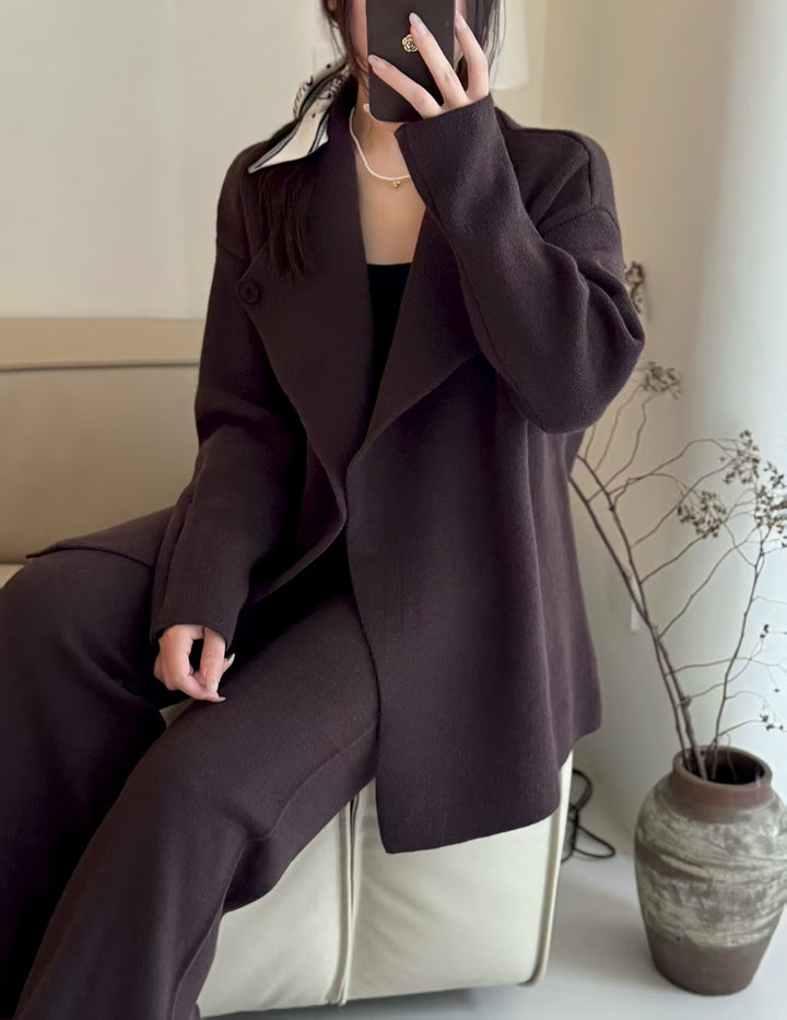 Damen Elegante Strickjacke mit tailliertem Design und Gürtel Drune