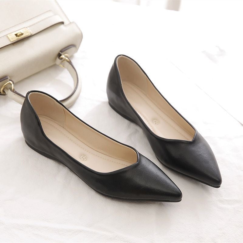 Damen Elegante Ballerinas aus hochwertigem Leder mit modischem V-Ausschnitt Drune