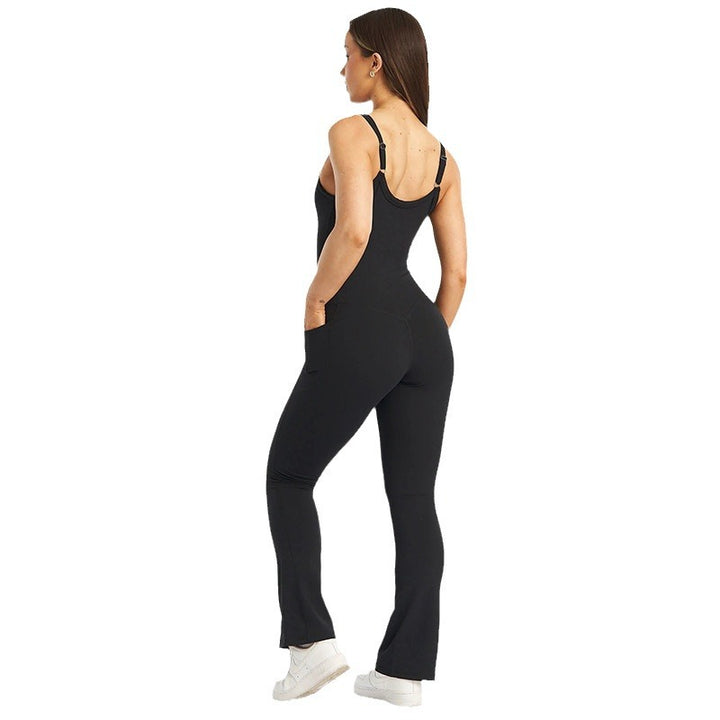 Damen Eleganter Jumpsuit mit trägerlosem Oberteil und praktischen Taschen Drune