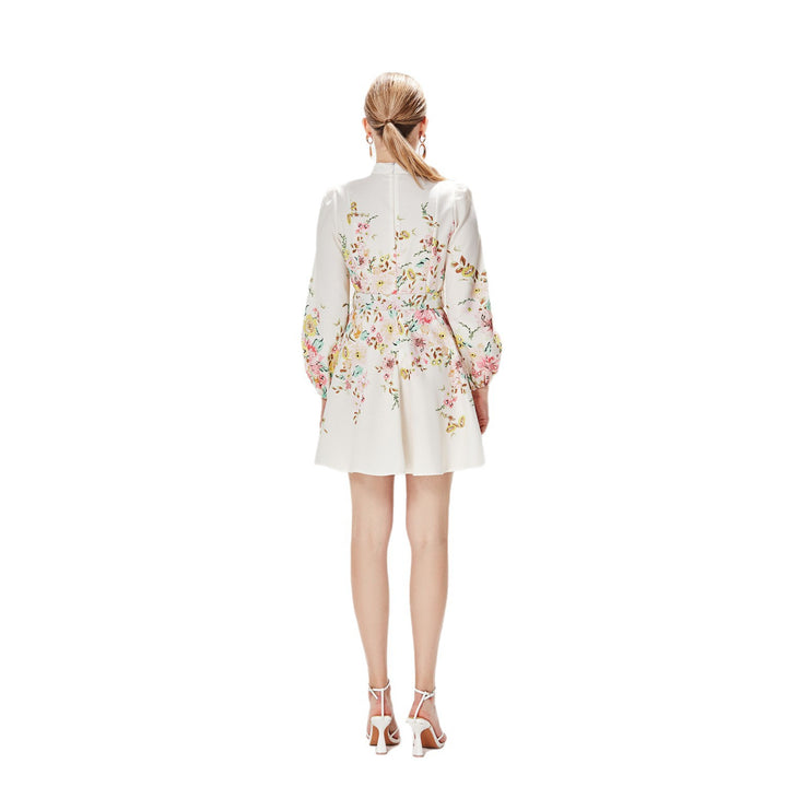 Drune | Baumwolle & Leinen Puffärmel Blumen Gürtel Kleid