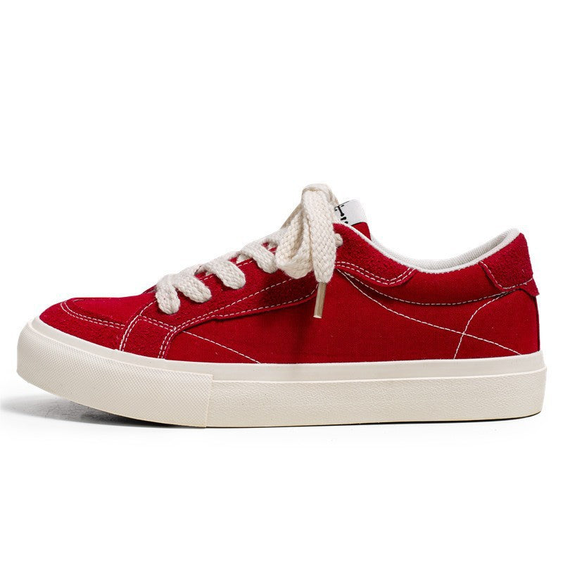 Unisex lässiger Canvas-Low-Top Sneaker mit kontrastnaher Ziersteppung und gepolsterter Plateausohle Drune