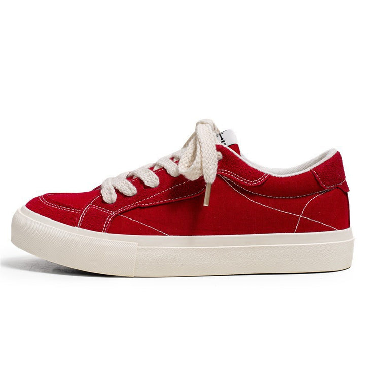 Unisex lässiger Canvas-Low-Top Sneaker mit kontrastnaher Ziersteppung und gepolsterter Plateausohle Drune