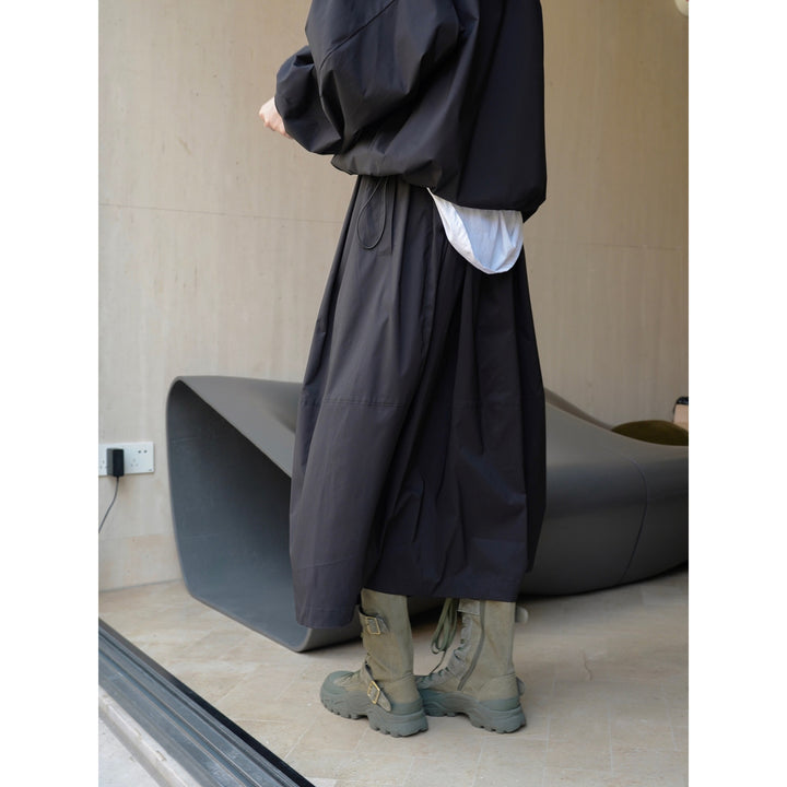 Damen Langer Oversize-Regenschutzmantel mit verdeckter Druckknopfleiste und Eingrifftaschen Drune