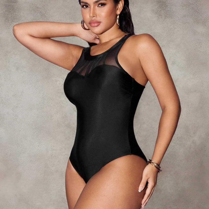 Damen Einteiliger Badeanzug mit modischem Mesh-Detail Drune
