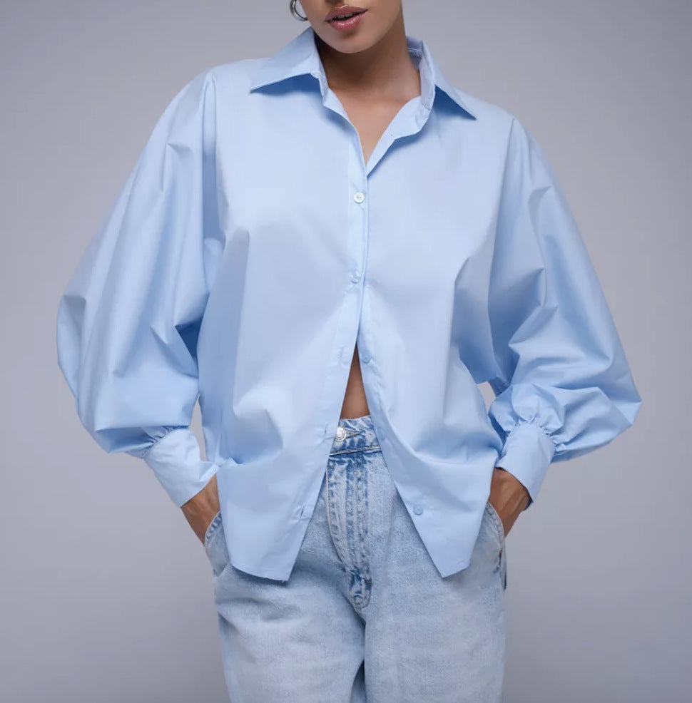 Damen Oversized Hemden mit voluminösen Ärmeln Drune