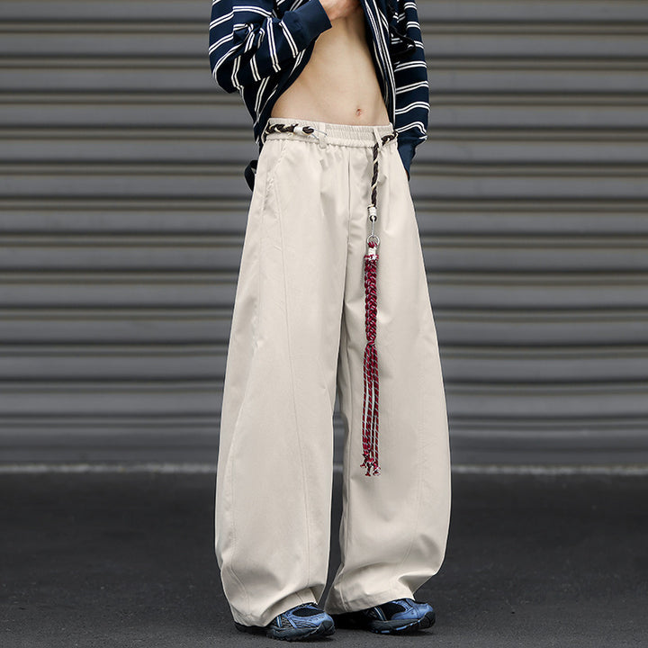 Herren Weit geschnittene Bundfaltenhose im Streetwear-Look mit extra weitem Bein Drune
