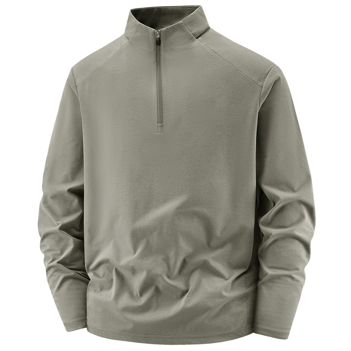 Herren Langarm-Halbreißverschluss-Performance-Pullover mit Stehkragen und technischem Stretch Drune