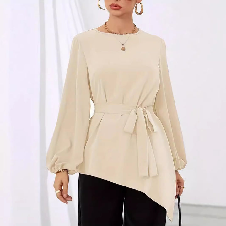 Damen Elegantes Oberteil mit asymmetrischem Saum und Taillierung Drune