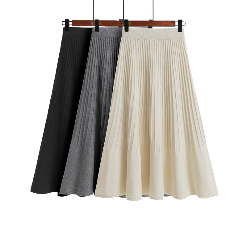 Damen Plissierter A-Linien Rock Drune