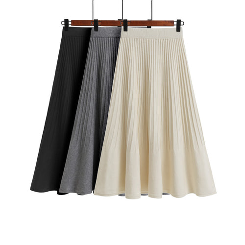 Damen Plissierter A-Linien Rock Drune