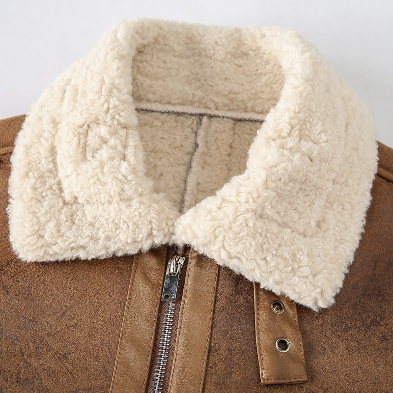 Herren Fliegerjacke mit Lammfellfutter und Vintage Kunstlederoptik Drune