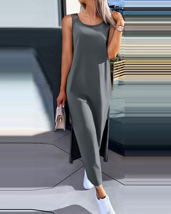 Damen Elegantes Maxi-Kleid mit Rückendetaillierung Drune