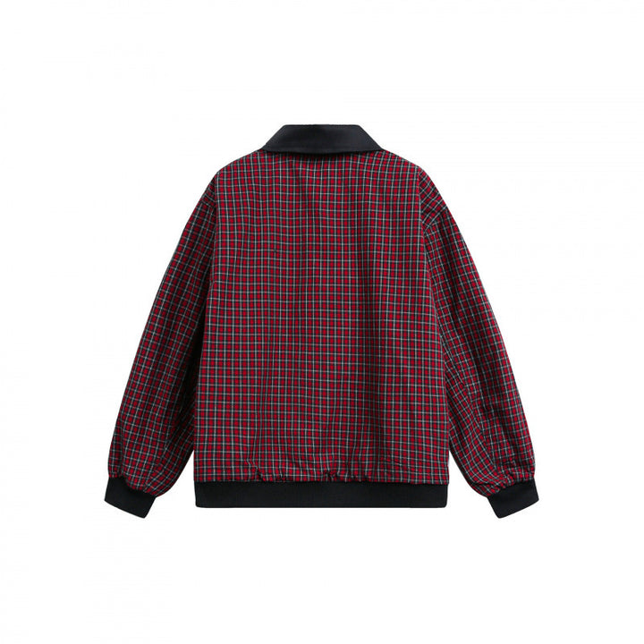 Unisex Wende-Reißverschlussjacke mit kariertem Muster und glatter Rückseite Drune