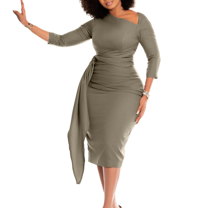 Damen Etuikleid mit eleganter Drapierung und asymmetrischem Saum Drune