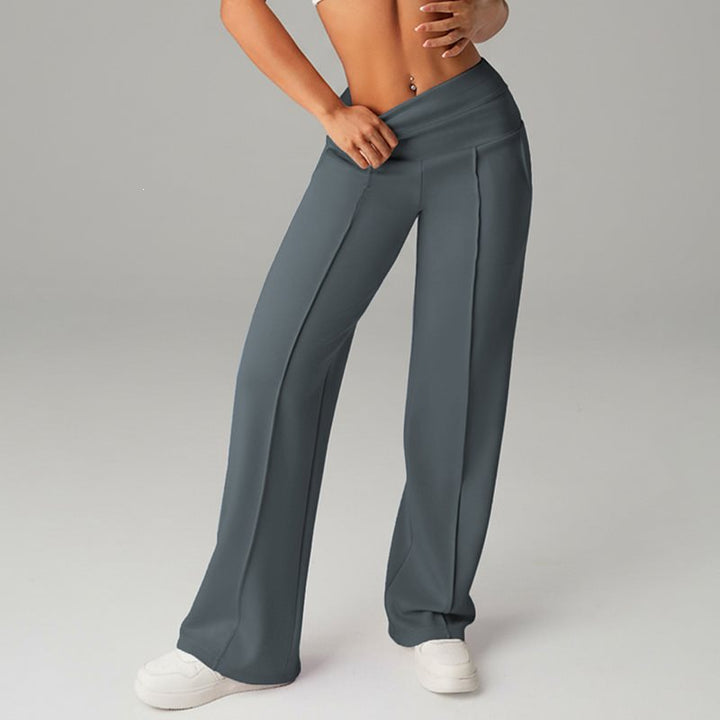 Damen High‑Waist Palazzo‑Sweatpants mit Bügelfalte und Komfortbund Drune