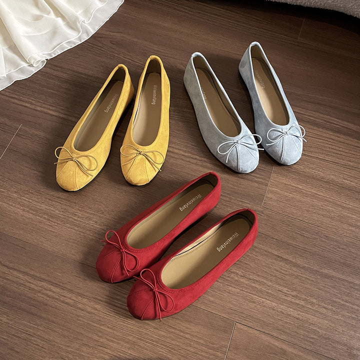 Damen elegante Ballerinas mit zartem Schleifenakzent und weichem Obermaterial Drune