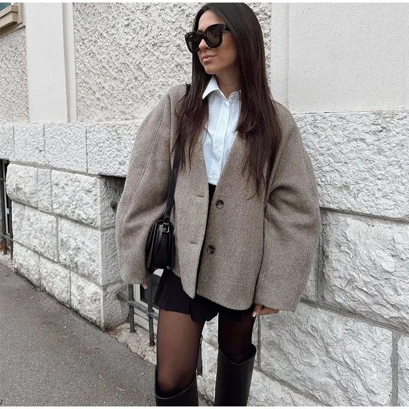 Damen Oversized Wolle-Blazer Drune