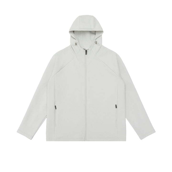 Unisex Minimalistische Kapuzen‑Zipjacke aus Softshell‑Fleece mit Raglanärmeln und wasserabweisenden Reißverschlusstaschen Drune