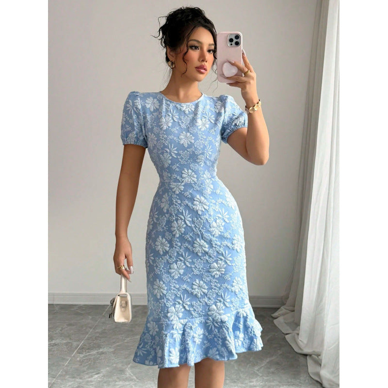 Damen Etuikleid mit floralen Stickereien Drune