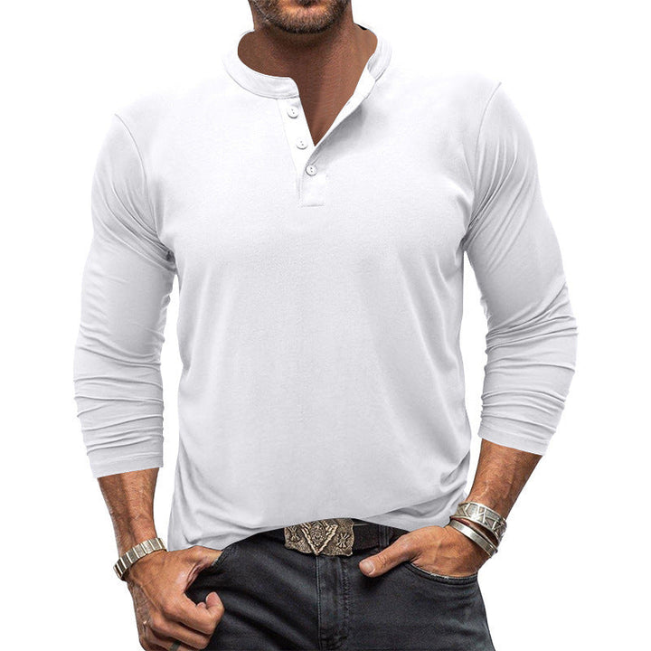 Herren Langarm T-Shirt mit Knopfleiste Drune