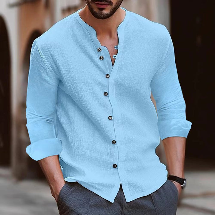 Herren Elegantes Hemd mit Knopfleiste und strukturiertem Design Drune